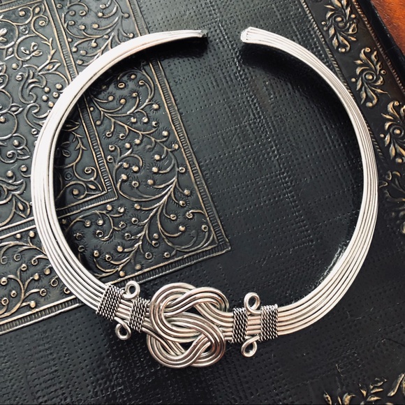 SOLD - Silver-Tone Buddha Knot Set - Necklace, Bracelet, Earrings - Picture 4 of 5